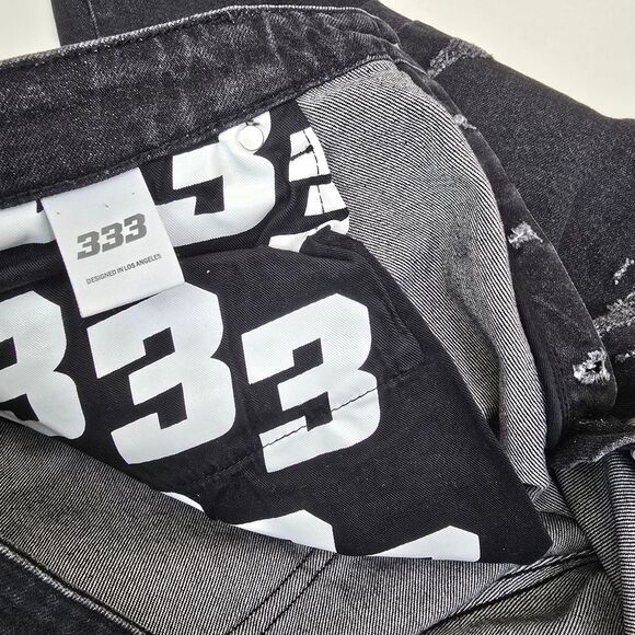 Half Evil 333 Button Fly Distressed 5 Pocket Style Jeans 40x32 - Picture 10 of 10